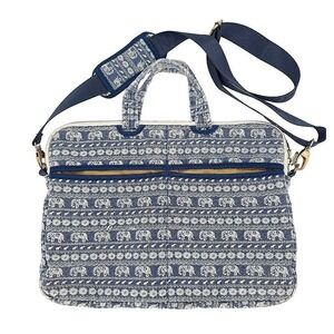 KAYOND Laptop Bag Elephant Print Bohemian Messenger Travel Case Fuzzy Interior